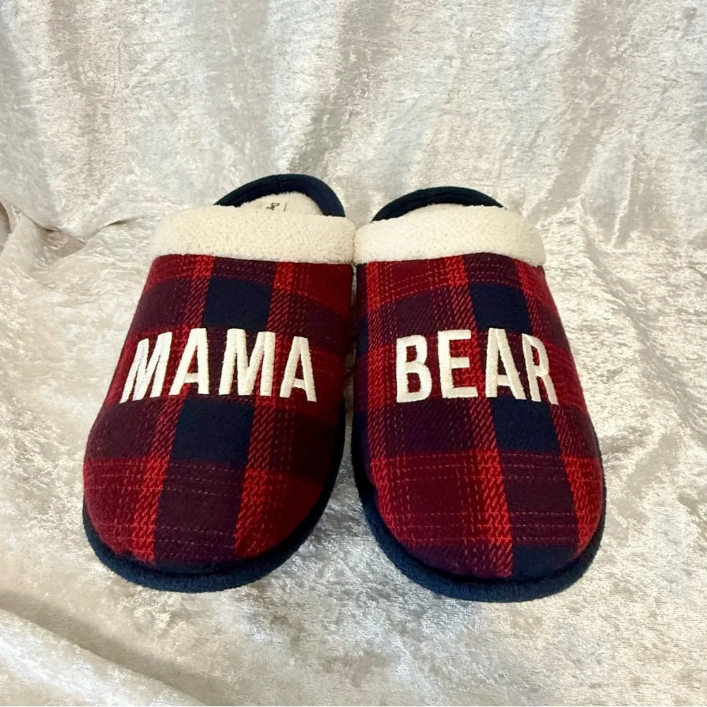 Dearfoams Clog Slippers Women Size: X-Large (11-12) Mama‎ Bear Buffalo Check